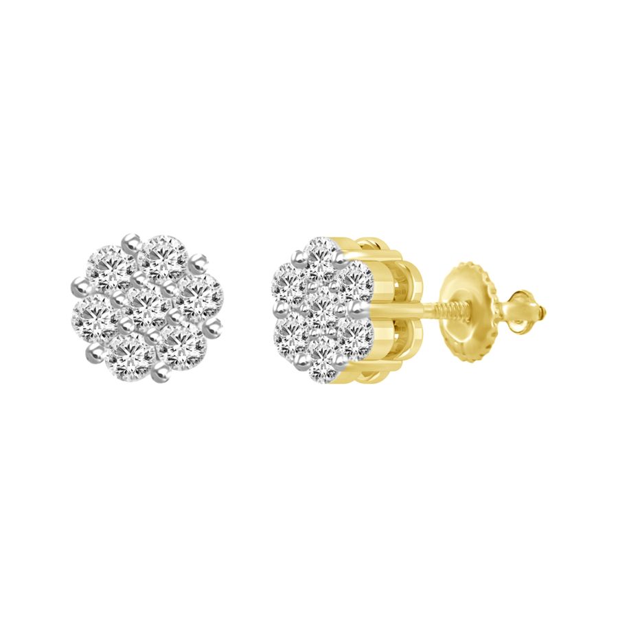 18271521_78033Y-A-53639.jpg LADIES FLOWER EARRINGS 0.50CT ROUND DIAMOND 14K YELLOW GOLD - Image 1