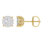 LADIES EARRINGS 0.30CT ROUND DIAMOND 14K YELLOW GOLD (SI QUALITY) - Image 2