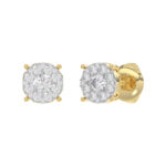 LADIES EARRINGS 0.30CT ROUND DIAMOND 14K YELLOW GOLD (SI QUALITY) - Image 3