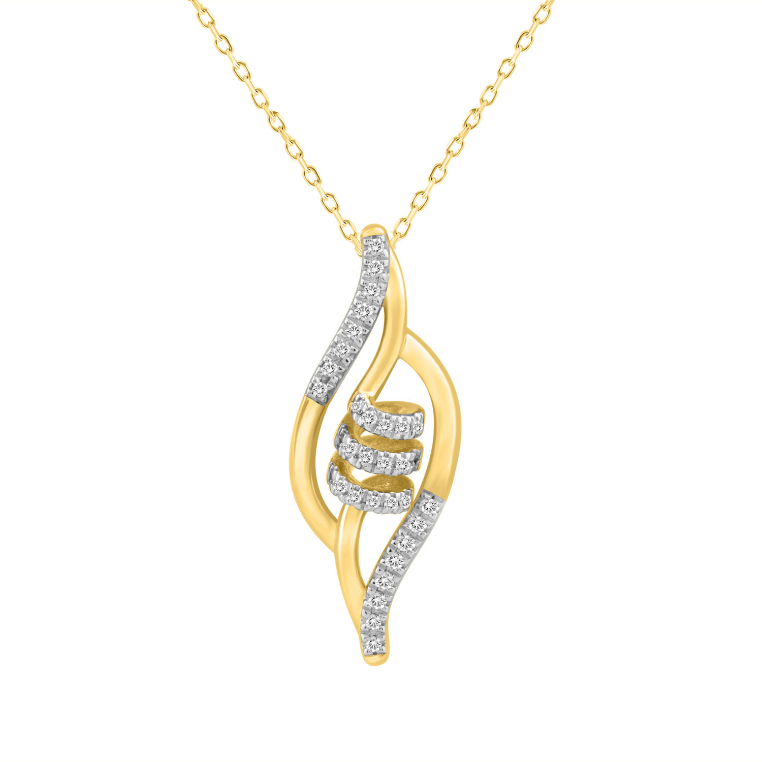 18272602_337477Y-4939538.jpg LADIES PENDANT WITH CHAIN 0.10CT ROUND DIAMOND 10K YELLOW GOLD - Image 1