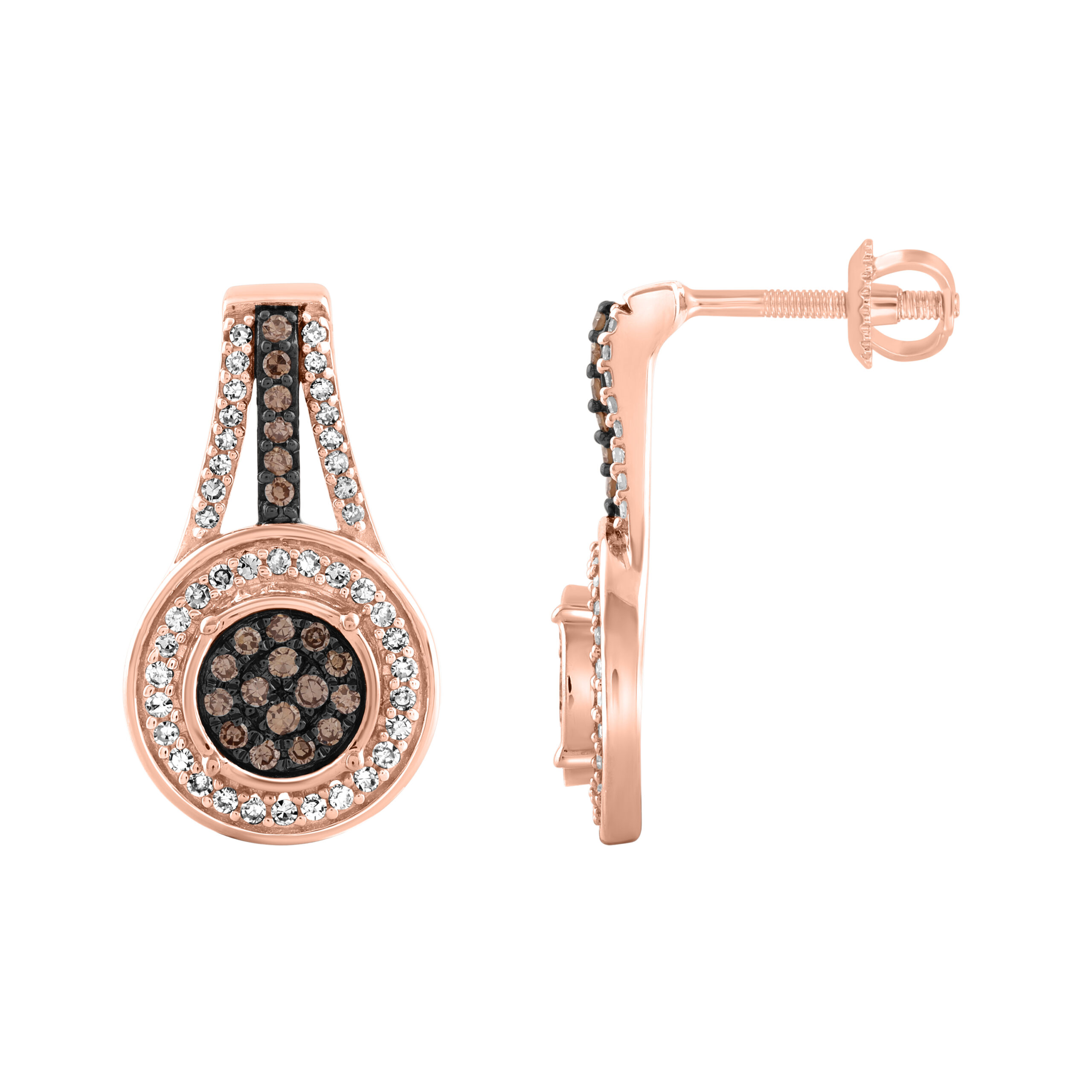 18284116_311695R-A-4939224.jpg LADIES EARRINGS 0.33CT DARK BROWN/ROUND DIAMOND 14K ROSE GOLD - Image 1