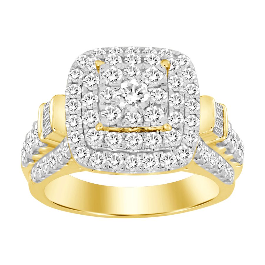 18291728_222243Y-37892.jpg LADIES RING 2.00CT ROUND/BAGUETTE DIAMOND 10K YELLOW GOLD - Image 1