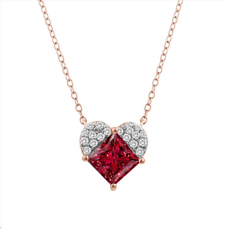 18299941_317877R-NT-A-53293.jpg LADIES PENDANT WITH CHAIN 1.13CT ROUND/RUBY DIAMOND 14K ROSE GOLD (CENTER STONE RUBY PRINCESS -1CT) PC - Image 1