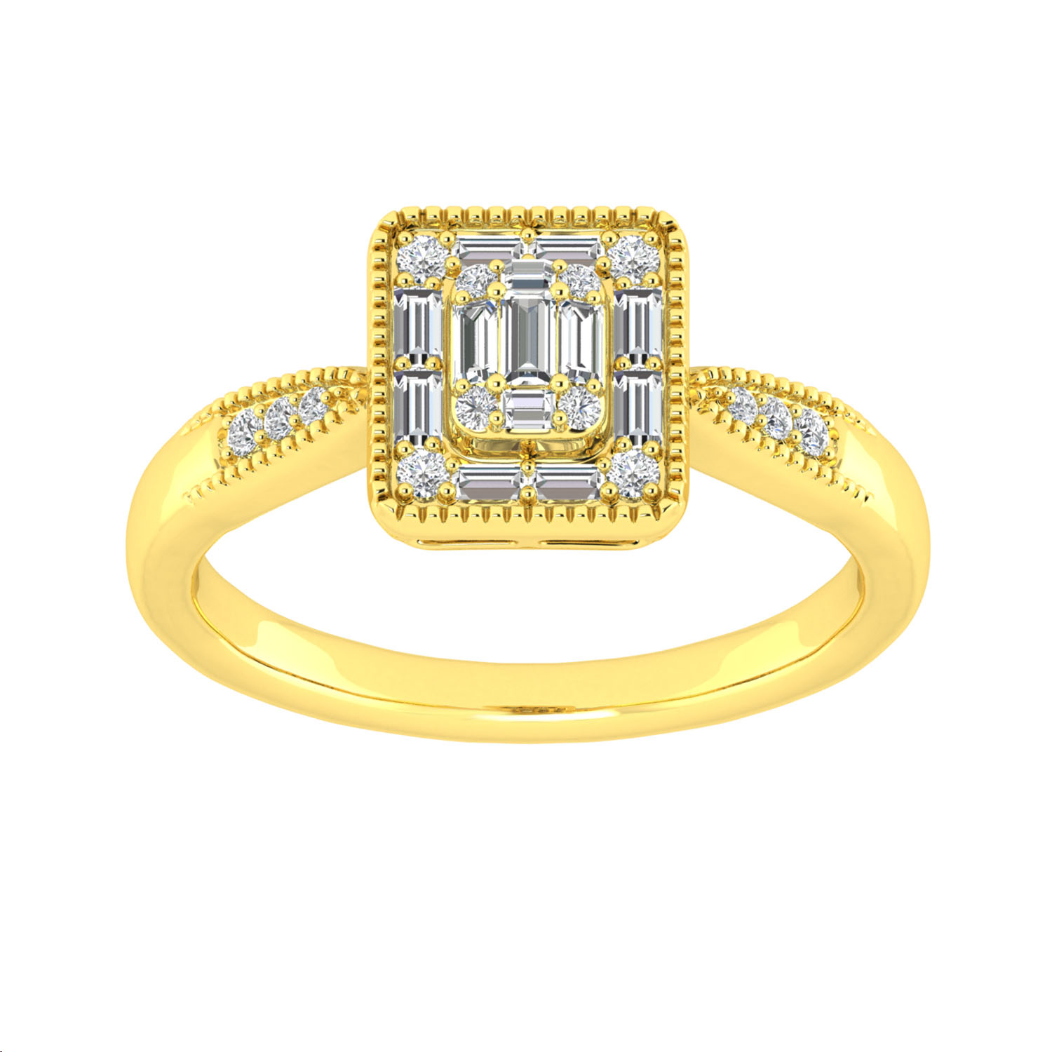 18299948_329567Y-A-59278.jpg LADIES RING 0.25CT ROUND/BAGUETTE DIAMOND 14K YELLOW GOLD - Image 1