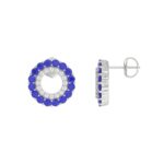 10K WHITE GOLD 1/2CT ROUND DIAMOND LADIES EARRINGS (ROUND BLUE SAPPHIRE DIAMOND 1/3CT) - Image 2
