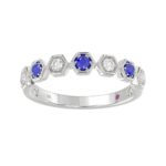 10K WHITE GOLD 1/4CT ROUND DIAMOND LADIES BAND (ROUND BLUE SAPPHIRE DIAMOND 1 1/10CT)
