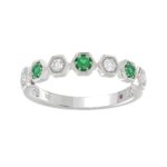 10K WHITE GOLD 1/4CT ROUND DIAMOND LADIES BAND (ROUND EMERALD DIAMOND 1 1/10CT)