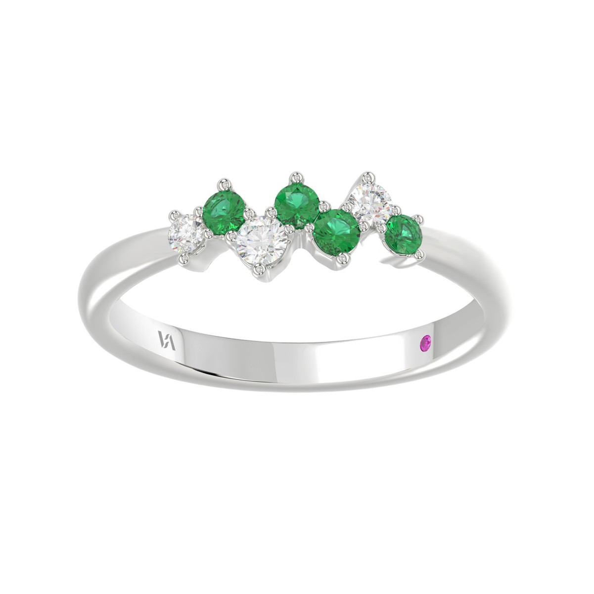 18310697_VA33423W-10K-1201x1201.jpg 10K WHITE GOLD 1/4CT ROUND DIAMOND LADIES RING (ROUND EMERALD DIAMOND 1/8CT) - Image 1