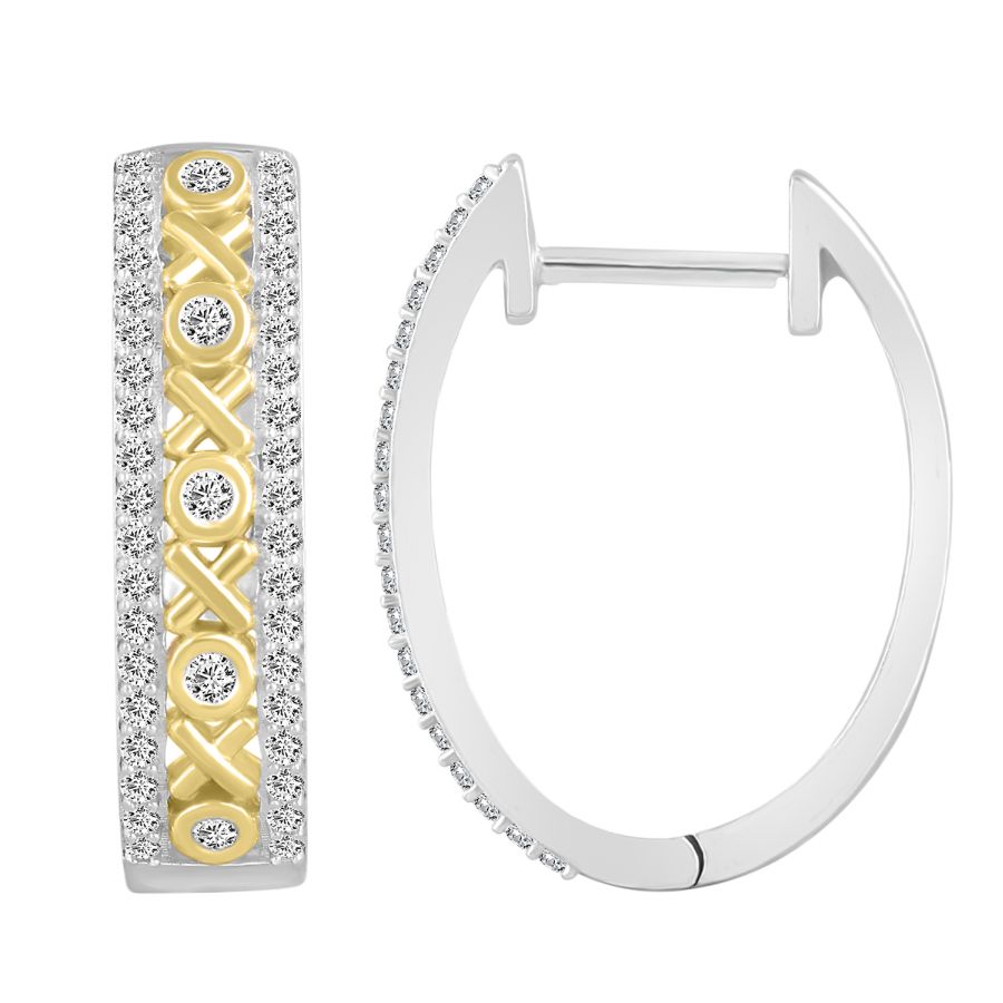 18310726_258437WY-29782.jpg LADIES HOOP EARRINGS 0.50CT ROUND DIAMOND 10K WHITE/YELLOW GOLD - Image 1