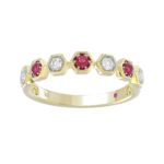10K YELLOW GOLD 1/4CT ROUND DIAMOND LADIES BAND (ROUND RUBY DIAMOND 1 1/10CT)