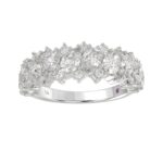 14K WHITE GOLD 1 1/2CT ROUND/PEAR DIAMOND LADIES BAND