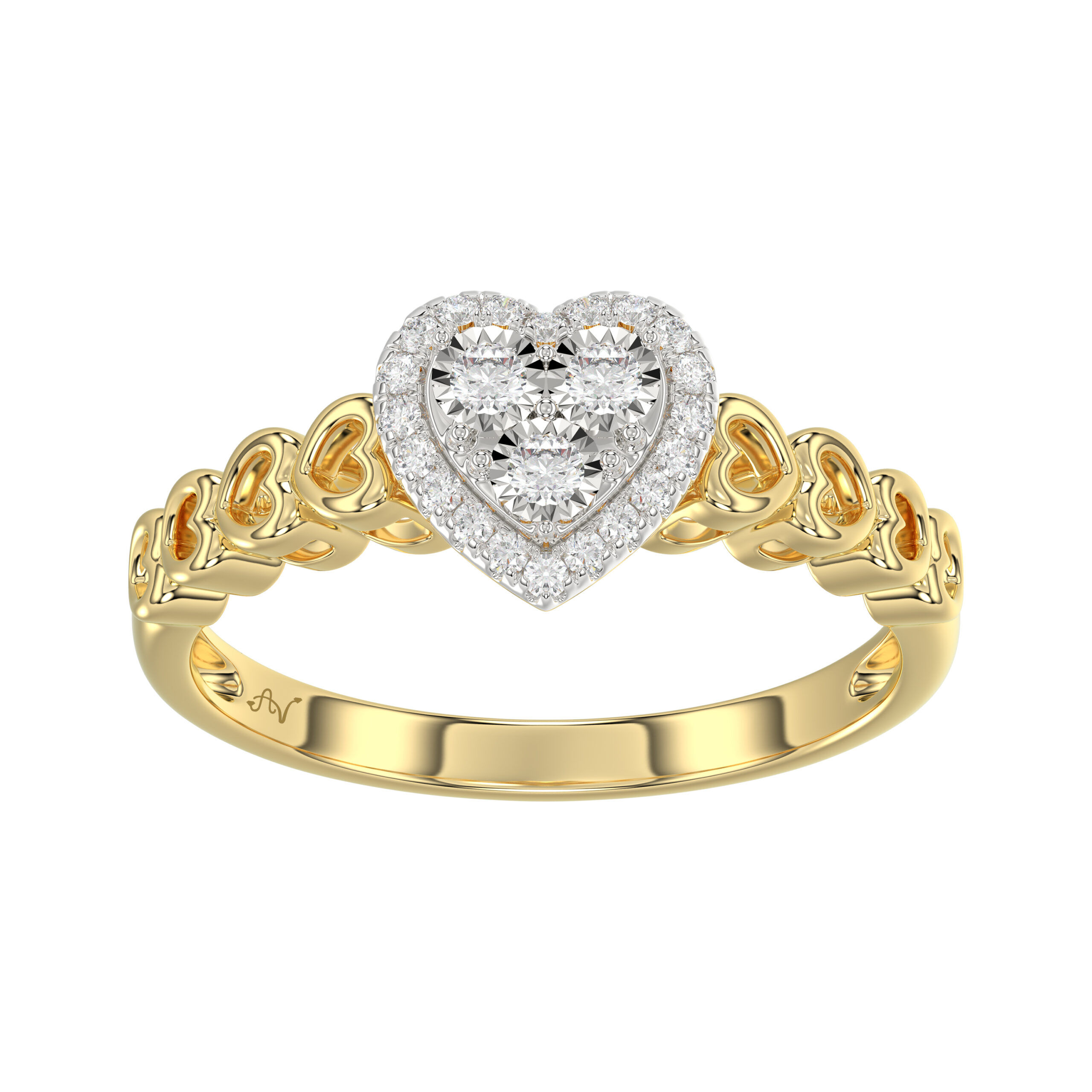 18311099_251977Y.jpg Elegant 10K Yellow Gold Heart-Shaped Engagement Ring Featuring 0.12Ct Round Diamonds With A Romantic And Timeless Design. Perfect As A Promise Ring, A - Image 1