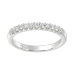 14K WHITE GOLD 1/4CT ROUND/PINK SAPPHIRE DIAMOND LADIES BAND