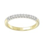14K YELLOW GOLD 1/6CT ROUND/PINK SAPPHIRE DIAMOND LADIES BAND