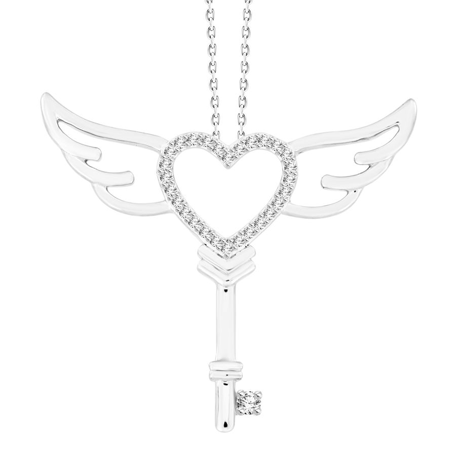 18311855_228057W-33808.jpg LADIES PENDANT WITH CHAIN 0.10CT ROUND DIAMOND 10K WHITE GOLD - Image 1