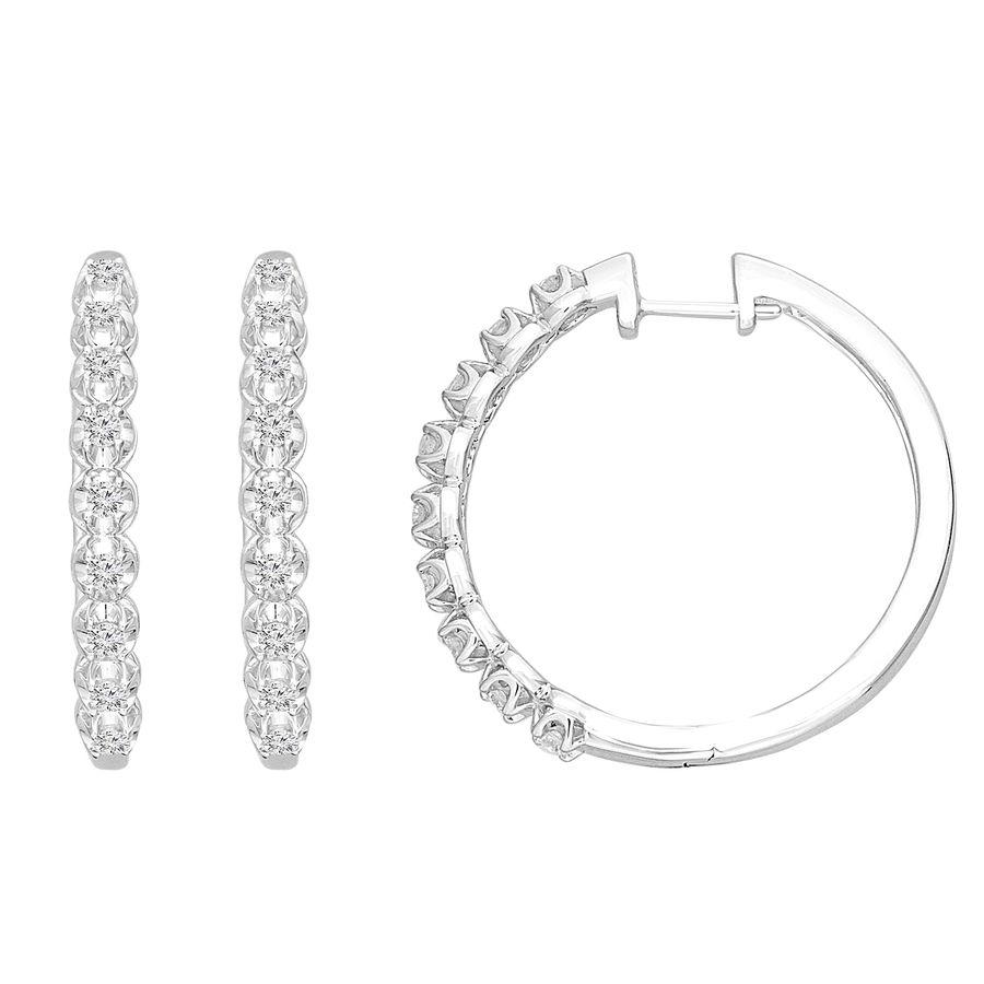 18312002_84917W-34543.jpg LADIES HOOP EARRINGS 0.25CT ROUND DIAMOND 10K WHITE GOLD - Image 1