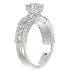 18K WHITE GOLD 1 1/2CT ROUND/BAGUETTE DIAMOND LADIES RING(CENTER STONE ROUND DIAMOND 7/8CT) - Image 2