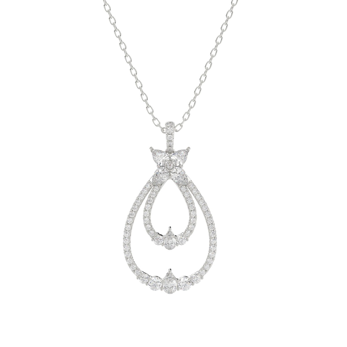 18312085_VA24686W-1201x1201.jpg 18K WHITE GOLD 1 1/2CT ROUND/PEAR DIAMOND LADIES PENDANT WITH CHAIN - Image 1