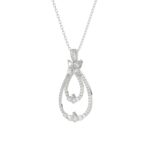18K WHITE GOLD 1 1/2CT ROUND/PEAR DIAMOND LADIES PENDANT WITH CHAIN - Image 3