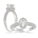18K WHITE GOLD 1 1/4CT ROUND/OVAL DIAMOND LADIES RING(CENTER STONE OVAL DIAMOND 3/4CT)