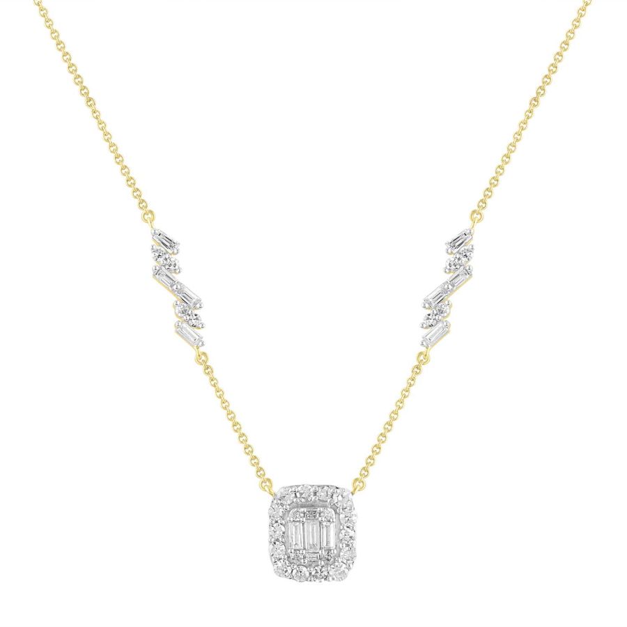 18312482_218903Y-A-37716.jpg LADIES NECKLACE 1.00CT ROUND/BAGUETTE DIAMOND 14K YELLOW GOLD (SI QUALITY) - Image 1
