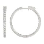 18K WHITE GOLD 3CT ROUND DIAMOND LADIES HOOPS EARRINGS - Image 2