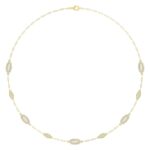 18K YELLOW GOLD 3/4CT ROUND DIAMOND LADIES NECKLACE (SOFT WHITE ENAMEL)