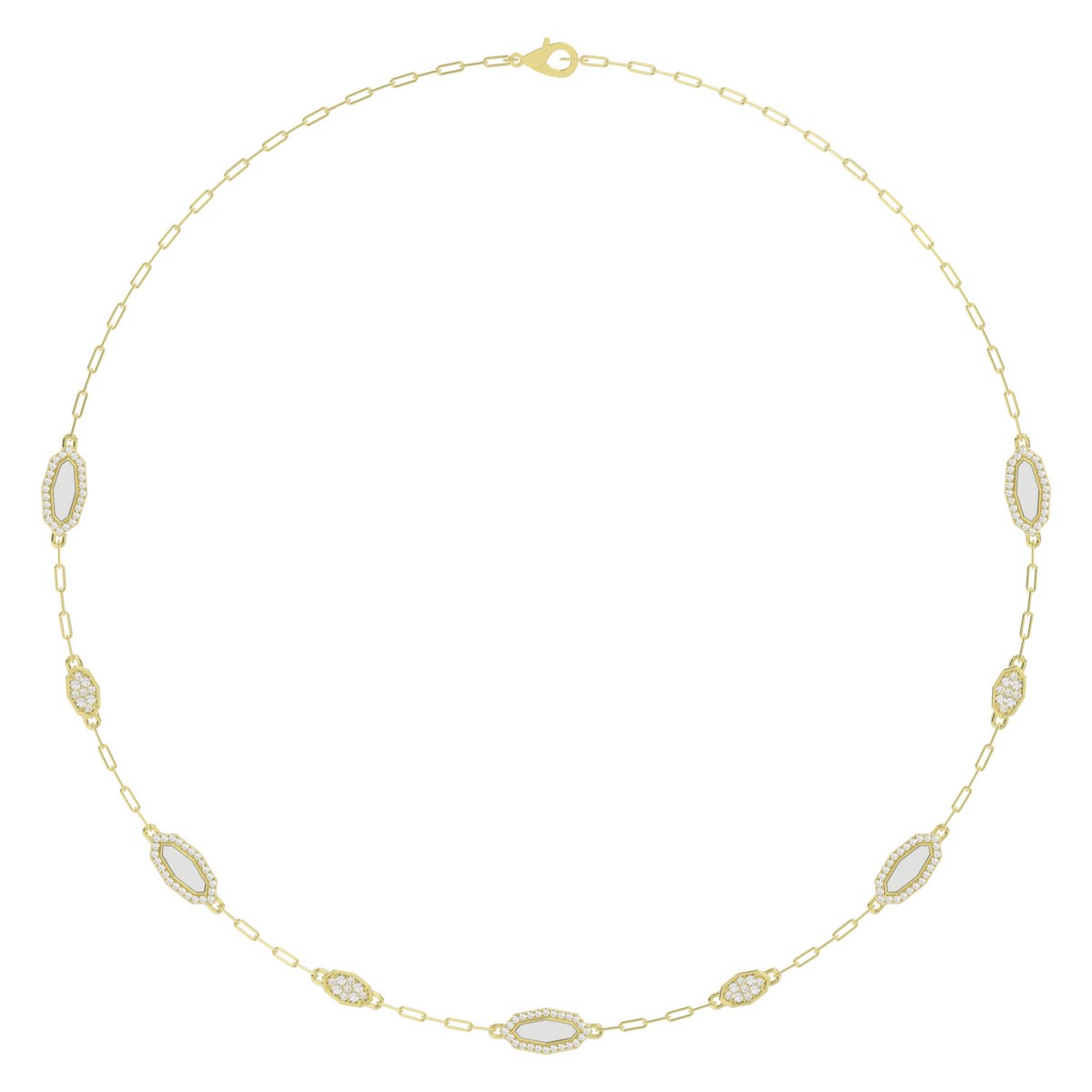 18312879_VA23772Y-WIT-1201x1201.jpg 18K YELLOW GOLD 3/4CT ROUND DIAMOND LADIES NECKLACE (SOFT WHITE ENAMEL) - Image 1
