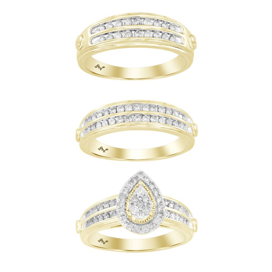 18312901_262365Y-41837.jpg LADIES TRIO SET 1.00CT ROUND DIAMOND 10K YELLOW GOLD - Image 1