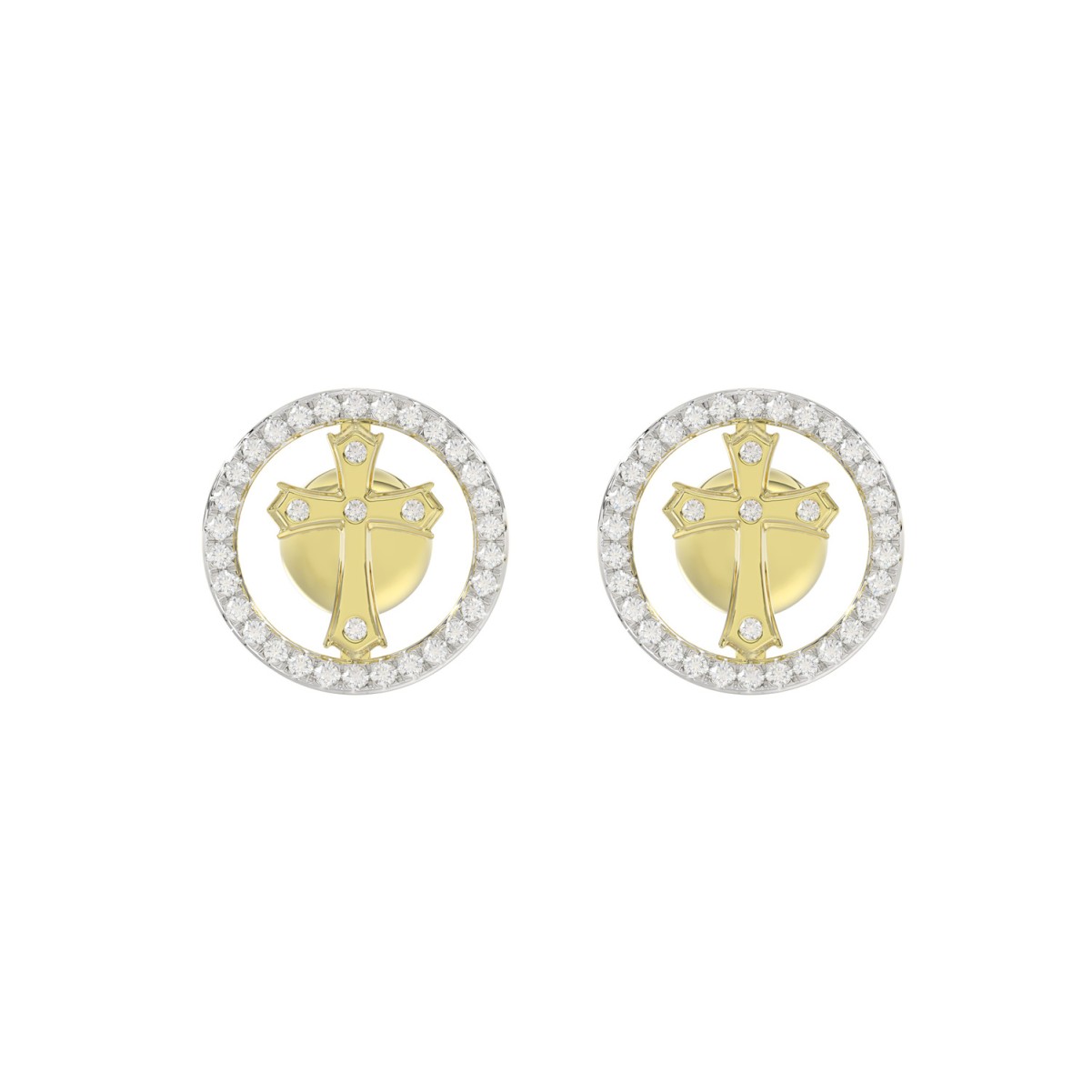 18312947_VA33894Y-1201x1201.jpg STERLING SILVER YELLOW 1/4CT ROUND DIAMOND LADIES EARRINGS - Image 1