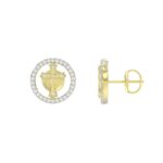 STERLING SILVER YELLOW 1/4CT ROUND DIAMOND LADIES EARRINGS - Image 2
