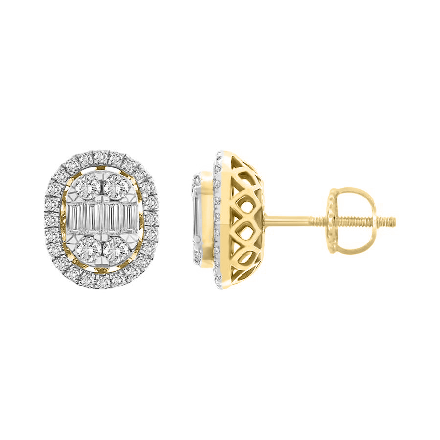 18312973_273549Y-A-42745.jpg LADIES EARRINGS 0.50CT ROUND/BAGUETTE DIAMOND 14K YELLOW GOLD (SI QUALITY) - Image 1