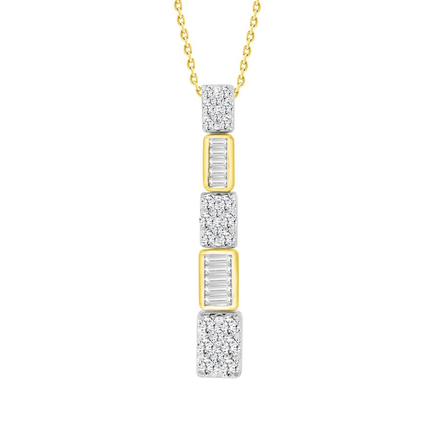 18313152_292278W-A-43764.jpg LADIES PENDANT WITH CHAIN 0.50CT ROUND/BAGUETTE DIAMOND 14K WHITE GOLD (SI QUALITY) - Image 1