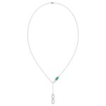 14K WHITE GOLD 1/3CT ROUND/PINK SAPPHIRE DIAMOND LADIES NECKLACE