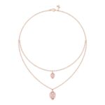 18K ROSE GOLD 1/6CT ROUND/BAGUETTE DIAMOND LADIES NECKLACE (AURORA PINK ENAMEL)