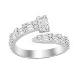 LADIES RING 0.40CT ROUND/BAGUETTE DIAMOND 14K WHITE GOLD