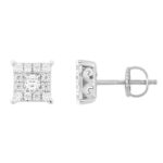 18K WHITE GOLD 1/2CT ROUND/PRINCES DIAMOND LADIES EARRINGS