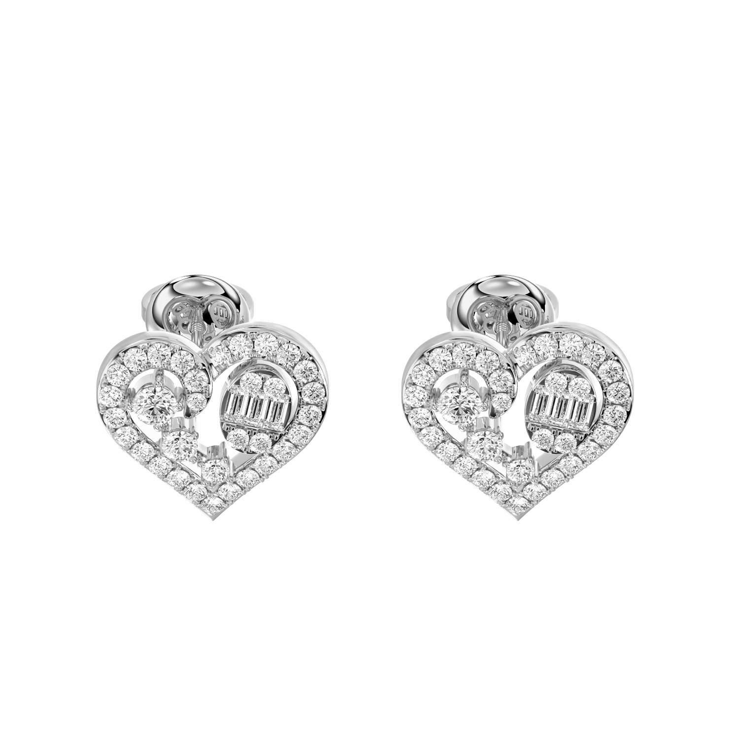 18313690_285753W-A-52938.jpg LADIES EARRINGS 0.75CT ROUND/BAGUETTE DIAMOND 14K WHITE GOLD - Image 1