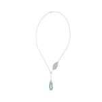 18K WHITE GOLD 1/6CT ROUND DIAMOND LADIES NECKLACE (CELESTE BLUE ENAMEL) - Image 3