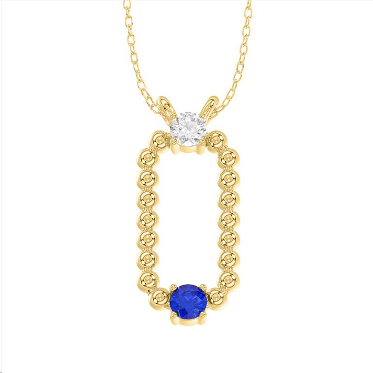 18313818_317531Y-NT-A-53430.jpg LADIES PENDANT WITH CHAIN 0.15CT ROUND/BLUE SAPPHIRE DIAMOND 14K YELLOW GOLD (CENTER STONE ROUND BLUE SAPPHIRE-0.10CT) - Image 1