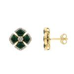 18K YELLOW GOLD 1/2CT ROUND DIAMOND LADIES EARRINGS