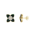 18K YELLOW GOLD 1/4CT ROUND DIAMOND LADIES EARRINGS