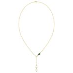 18K YELLOW GOLD 1/5CT ROUND DIAMOND MALACHITE LADIES NECKLACE