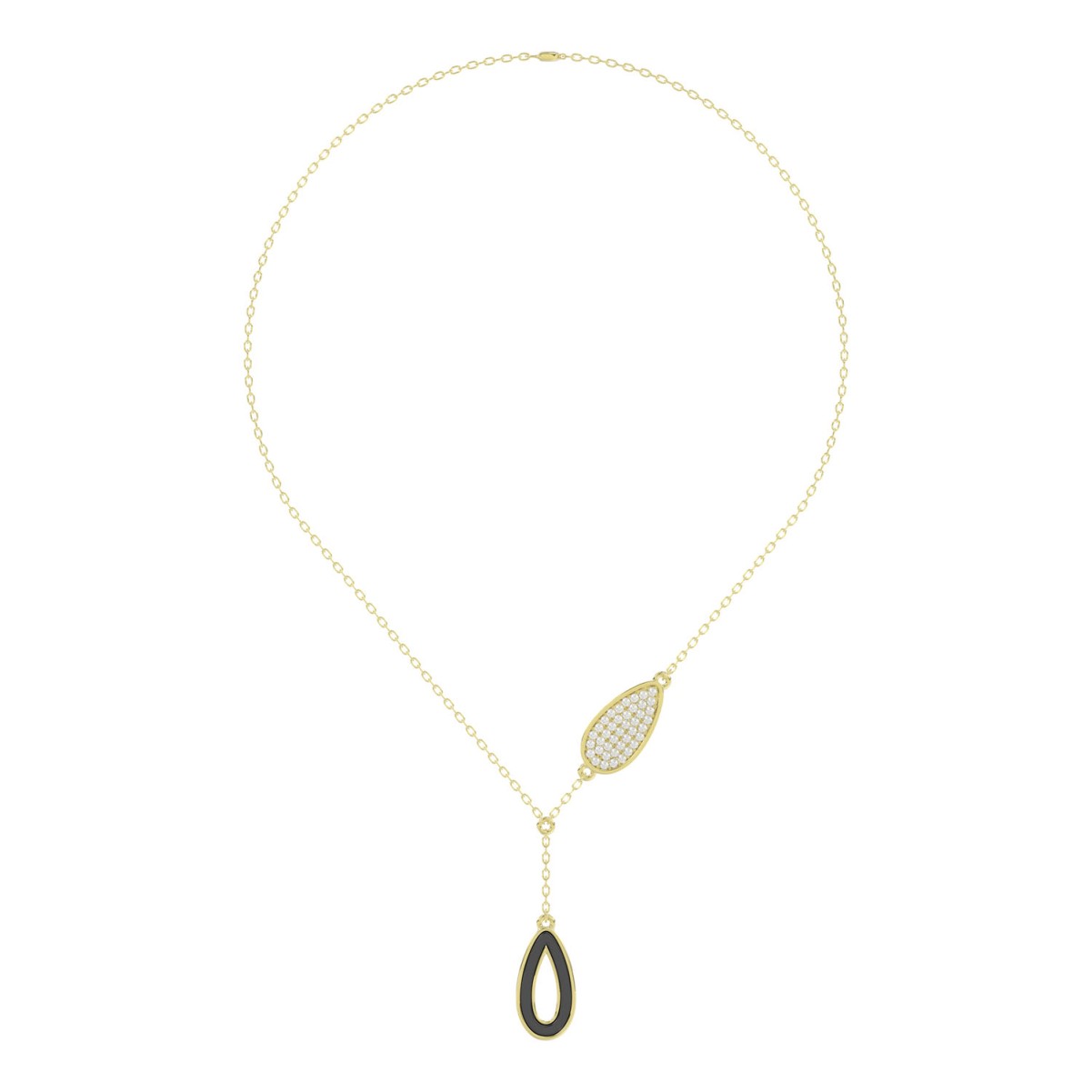 18314167_VA23400Y-BLK-1201x1201.jpg 18K YELLOW GOLD 1/6CT ROUND DIAMOND LADIES NECKLACE (MIDNIGHT BLACK ENAMEL) - Image 1