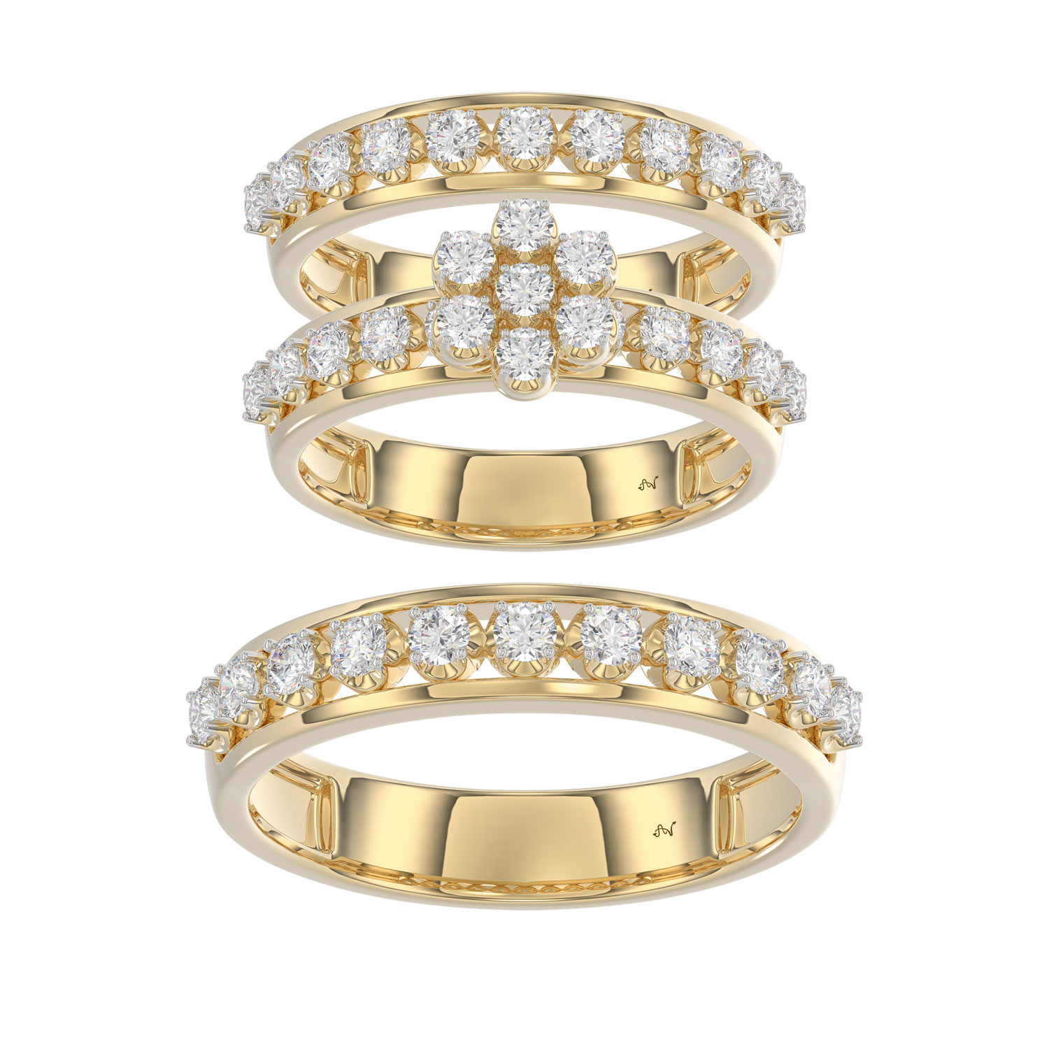 18314327_330177Y-59307.jpg LADIES TRIO RING 1.30CT ROUND DIAMOND 10K YELLOW GOLD - Image 1