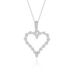 14K WHITE GOLD 1/4CT ROUND DIAMOND LADIES PENDANT WITH CHAIN