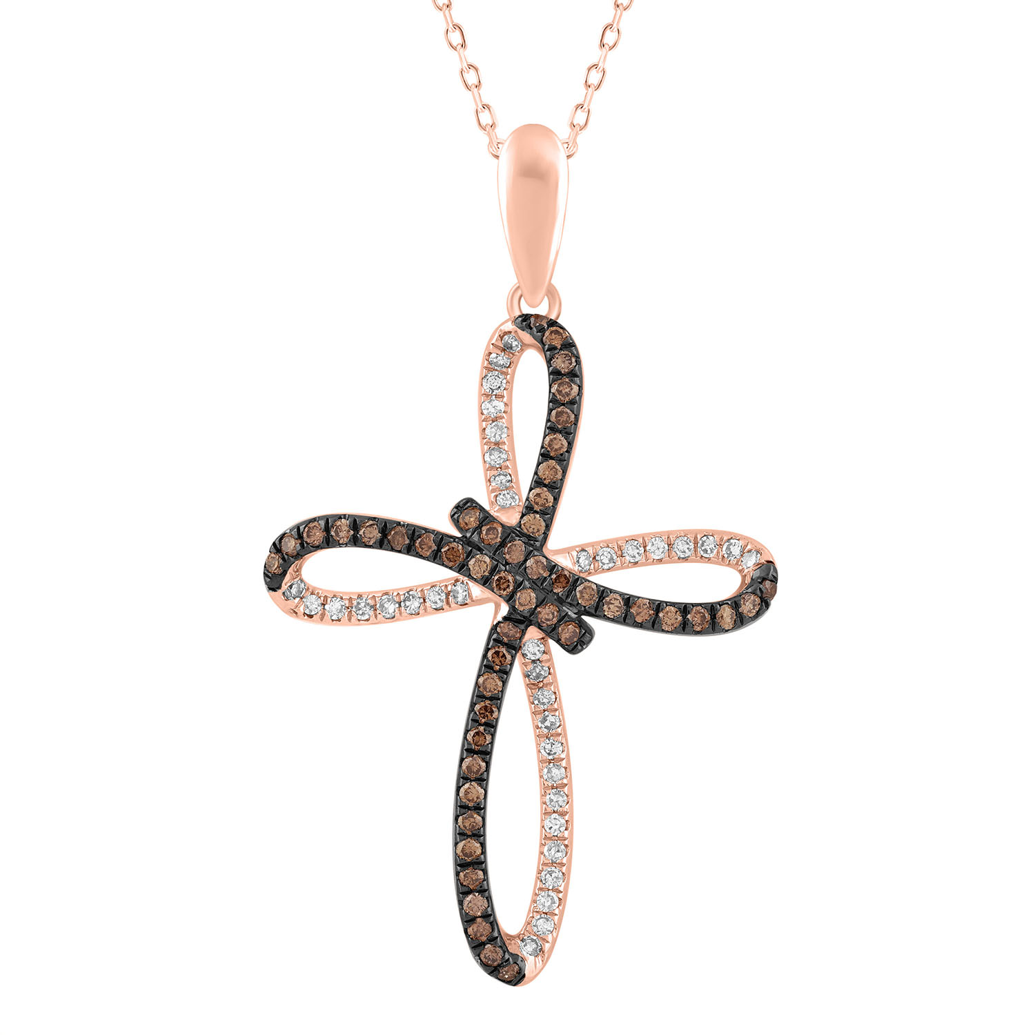 18314437_201237R-A-4934968.jpg LADIES PENDANT WITH CHAIN 0.55CT ROUND/DARK BROWN DIAMOND 14K ROSE GOLD - Image 1