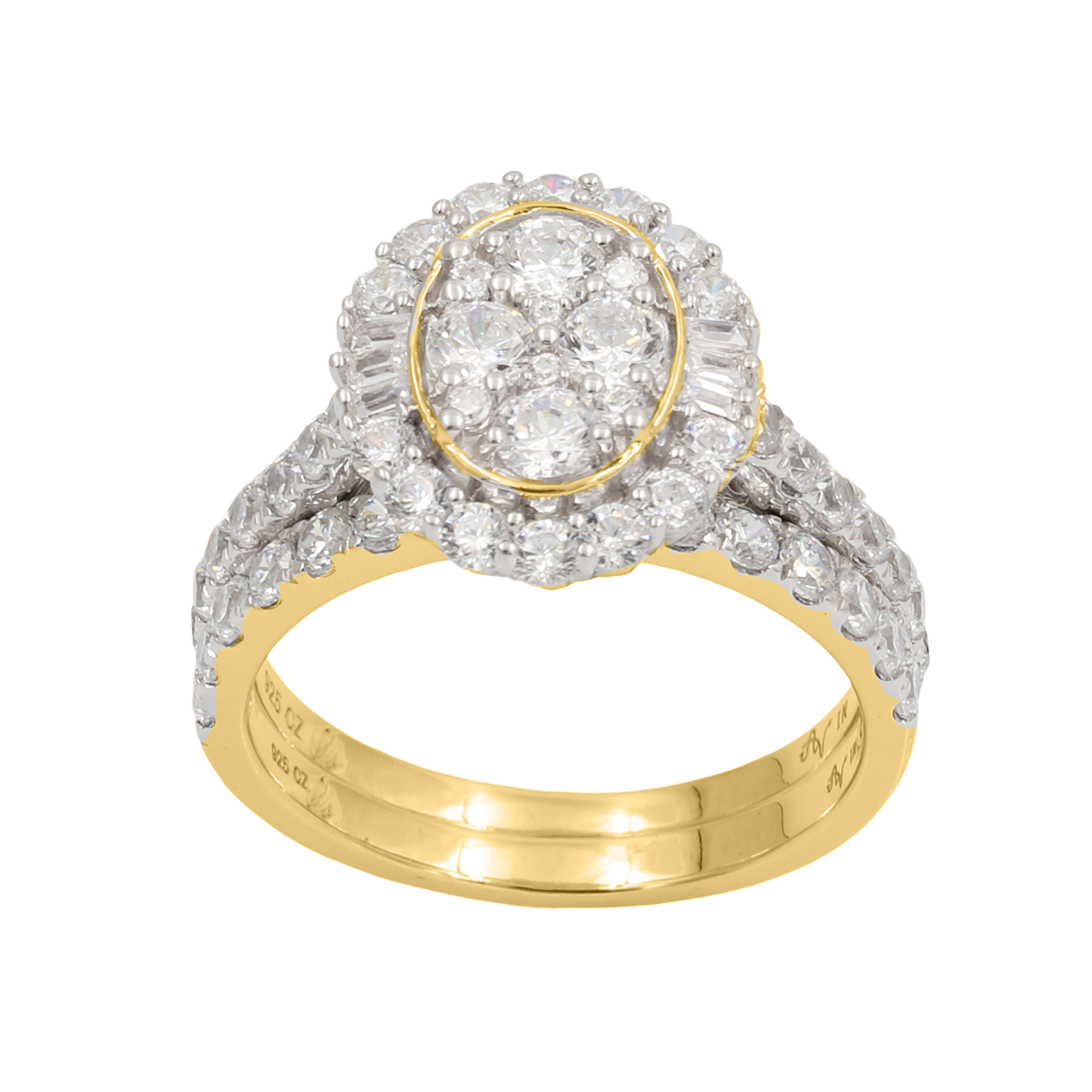 18314499_287703Y-4936132.jpg LADIES BRIDAL SET 1.75CT ROUND/BAGUETTE DIAMOND 14K YELLOW GOLD - Image 1