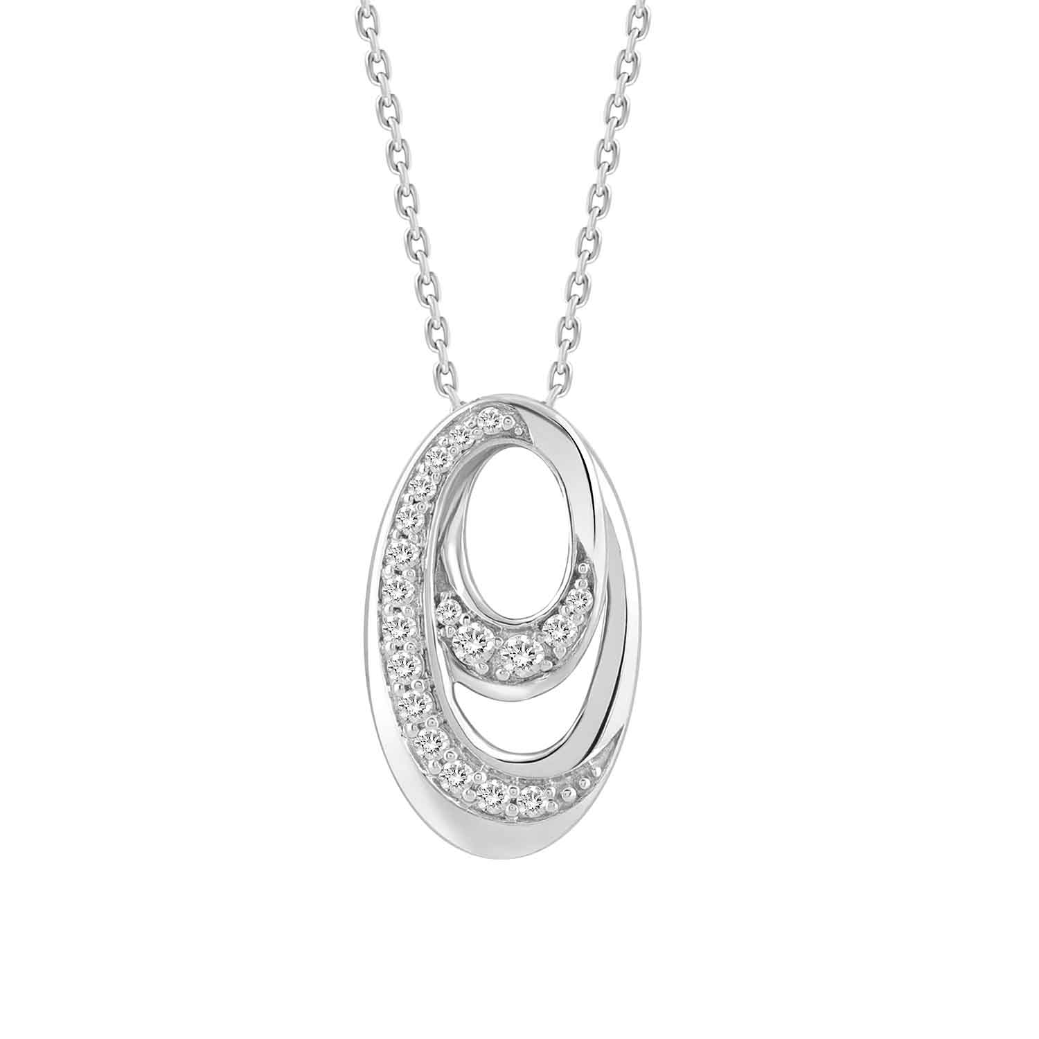 18314834_322026W-A-4939232.jpg LADIES PENDANT WITH CHAIN 0.16CT ROUND DIAMOND 14K WHITE GOLD - Image 1