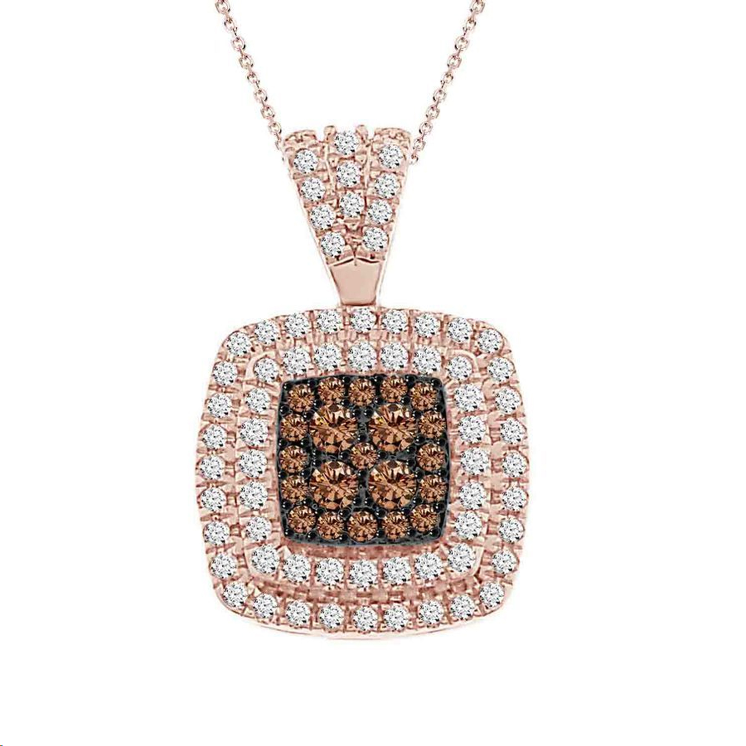 18314993_201239R-A-4939425.jpg LADIES PENDANT WITH CHAIN 0.50CT ROUND/DARK BROWN DIAMOND 14K ROSE GOLD - Image 1